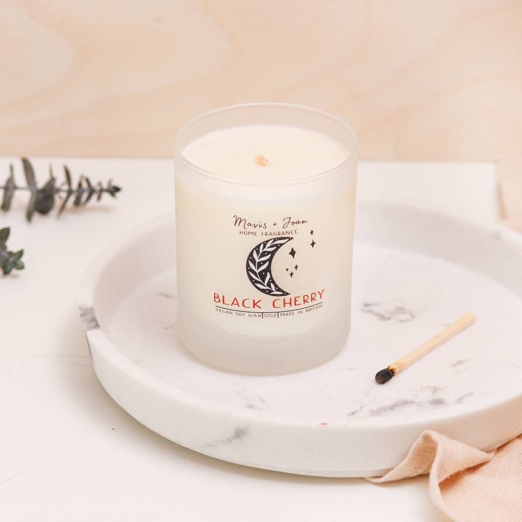 Black cherry soy wax candle - Sweet and fruity.