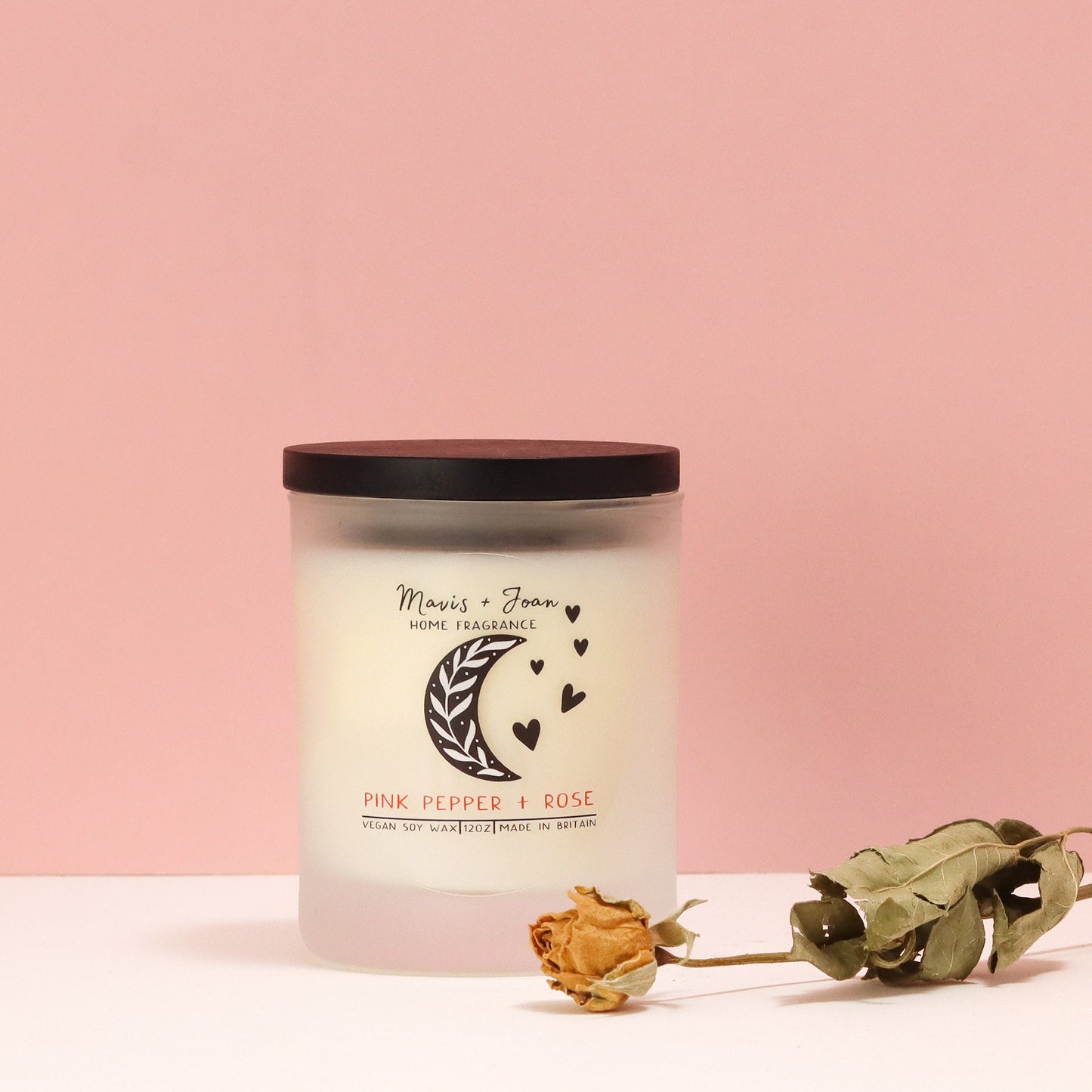 Pink pepper and rose soy wax candle - Floral and Romanic.