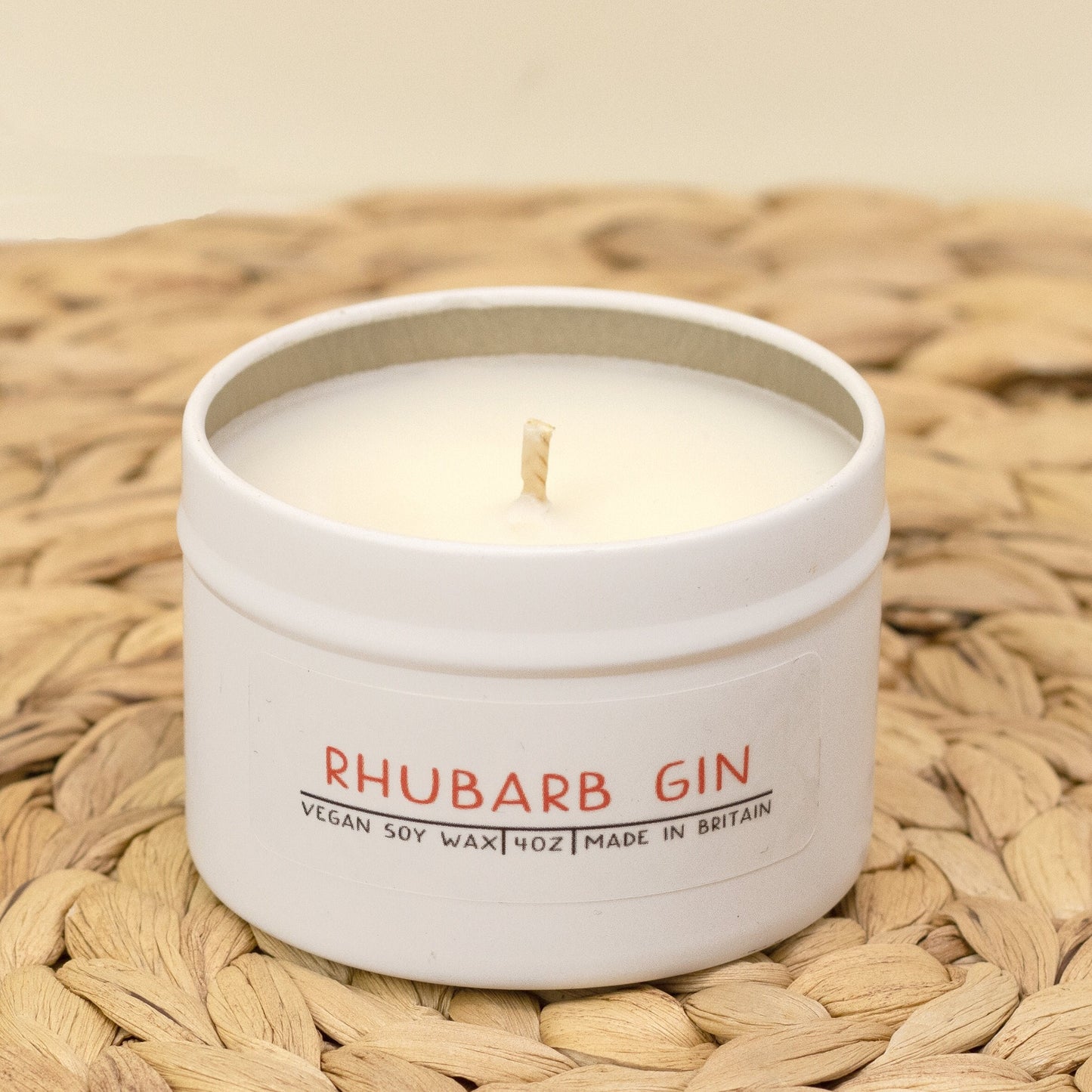 Tin candle, Rhubarb gin - Like a fruity summer punch.