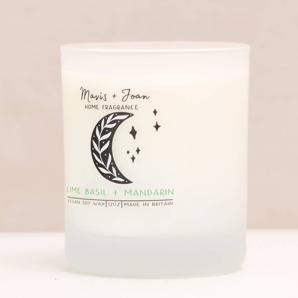 Lime basil and mandarin soy wax candle - Fresh and clean scent.