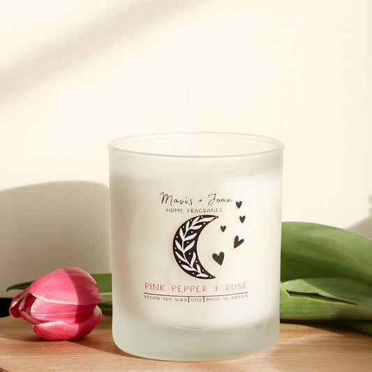 Pink pepper and rose soy wax candle - Floral and Romanic.