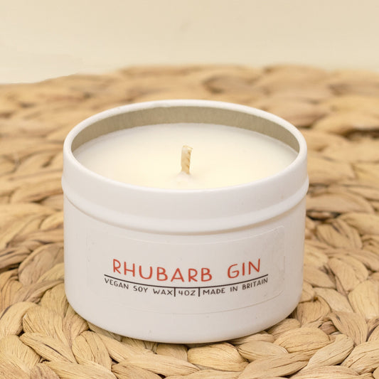 Tin candle, Rhubarb gin - Like a fruity summer punch.