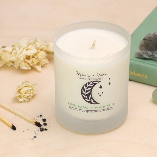 Lime basil and mandarin soy wax candle - Fresh and clean scent.